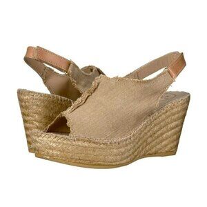Toni Pons Origens Wedge Espardrille Sandals Beige Canvas Size 37/38